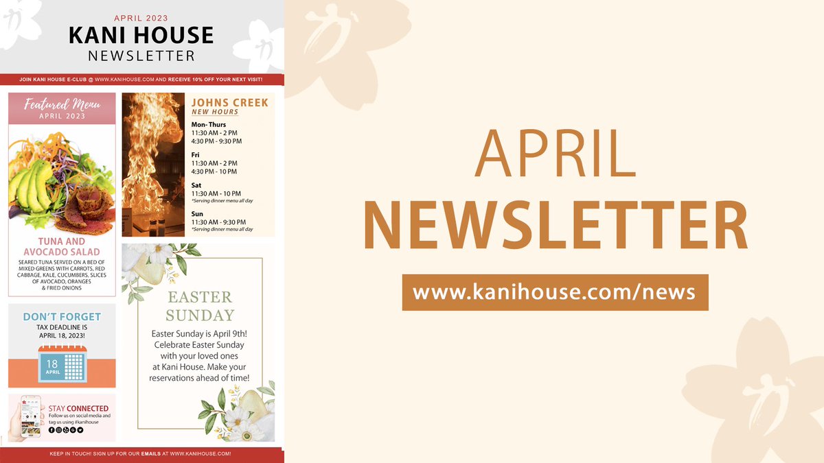 It's #April! Find out what's happening at Kani House this month including #Easter Sunday 🐰
#metroatlanta #atlfoodie
