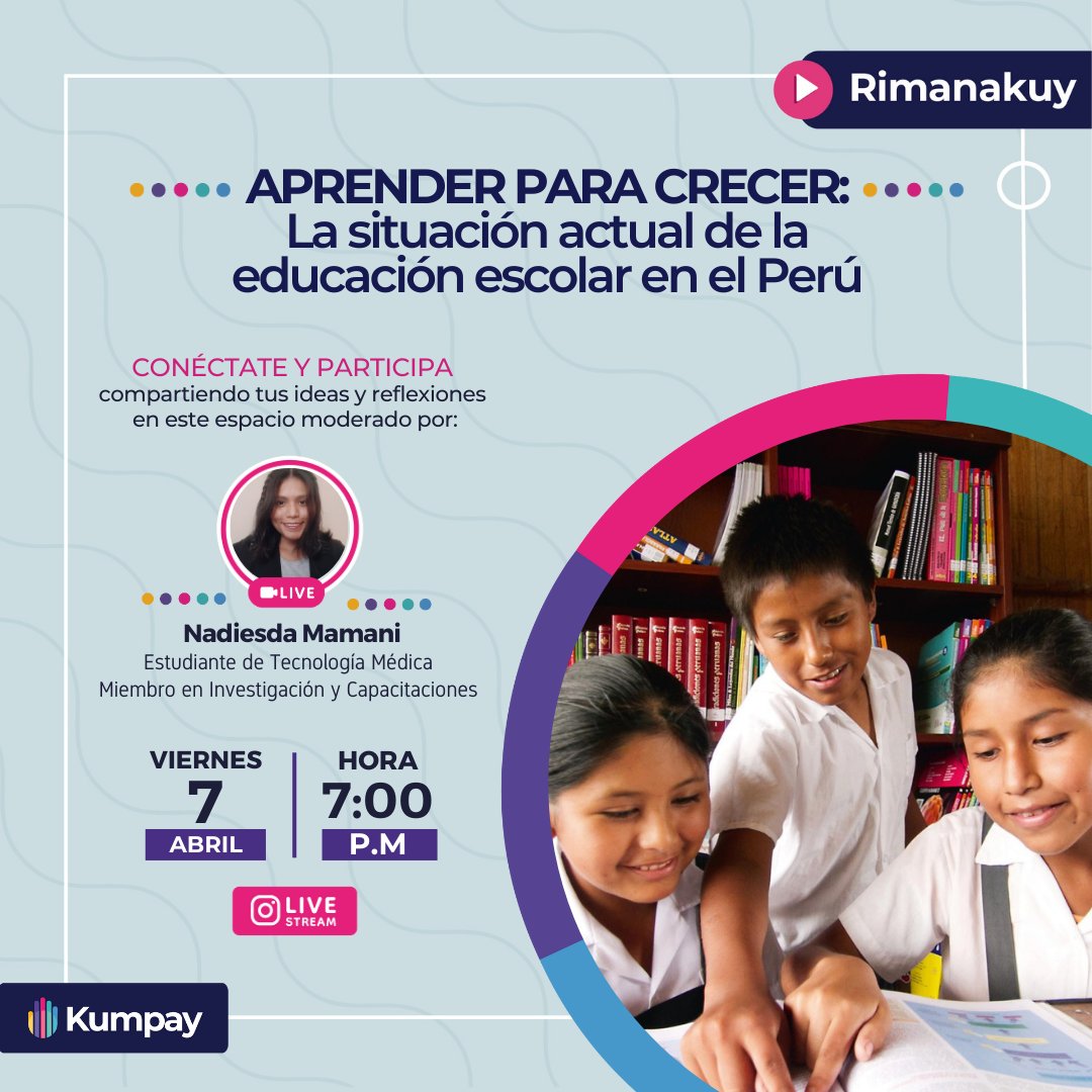kumpay_org's tweet photo. #Rimanakuy 🗣️ | Diálogos 🤝
¡Desde Investigación Académica y Capacitaciones les invitamos a unirse este viernes a nuestro espacio de diálogo por IG Live! 👋
¡Nos vemos!🤗
IG: @kumpay_org 
.
.
Imagen: IDEHPUCP
#Rimanakuy #derechoshumanos #humanrights #educacion #Kumpay https://t.co/VquaRuHBus