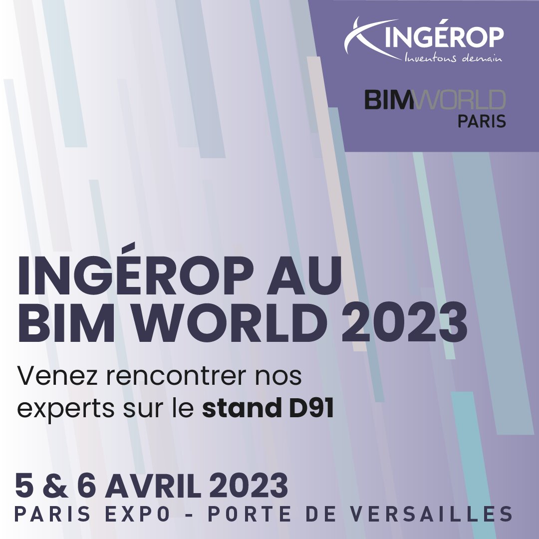 GroupeIngerop's tweet photo. BIM World 2023 / 5-6 avril - RDV sur notre stand D91. Découvrez nos expertises (infrastructures intelligentes, éco-conception efficiente et responsable, protection données) et nos solutions en processus BIM.
#BIMWorld #BIM #digital #cybersécurité #EcoConception #InventonsDemain https://t.co/6qHtVfyqeT