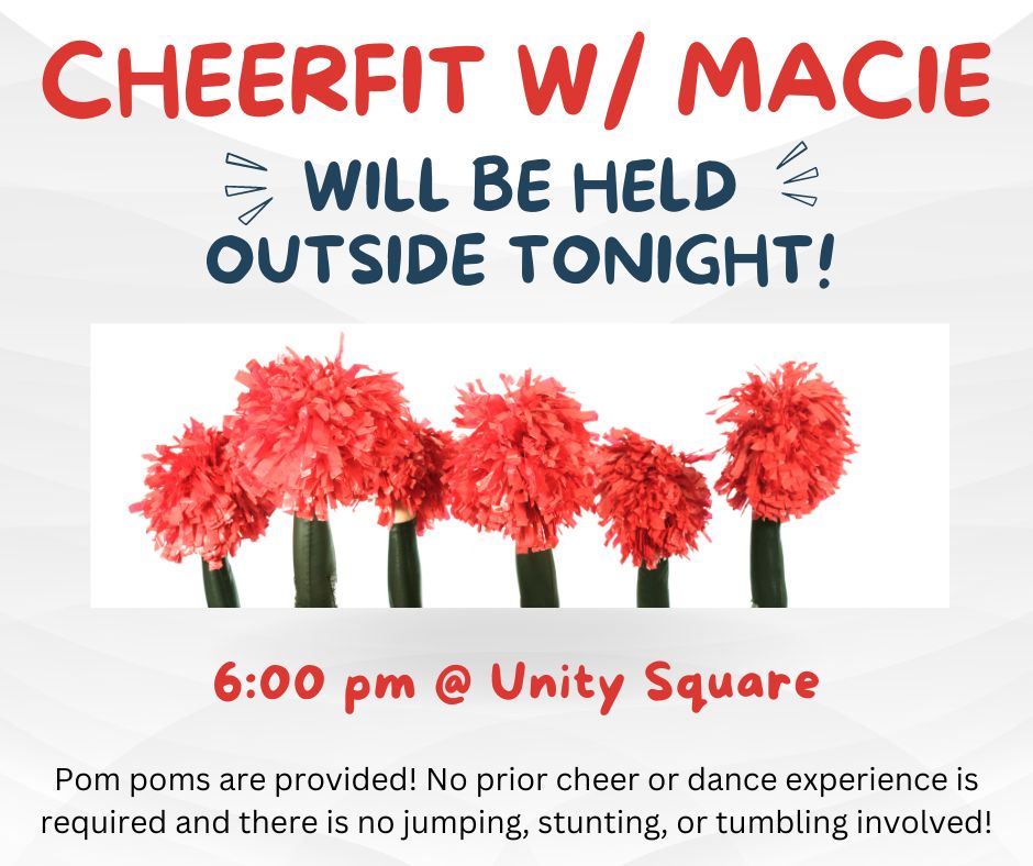 bvillelibrary's tweet photo. CHEERFIT w/ Macie will be held on the green at Unity Square tonight at 6 pm! Pom poms are provided! Come out and enjoy this fun way to exercise!
#BPLibraryLife #freeclasses #fitness #cheerfit https://t.co/So9JCNvLf1