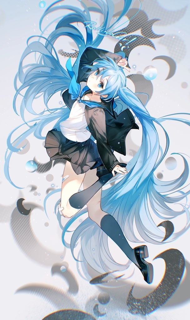 hatsune miku 1girl solo long hair skirt twintails blue eyes blue hair  illustration images