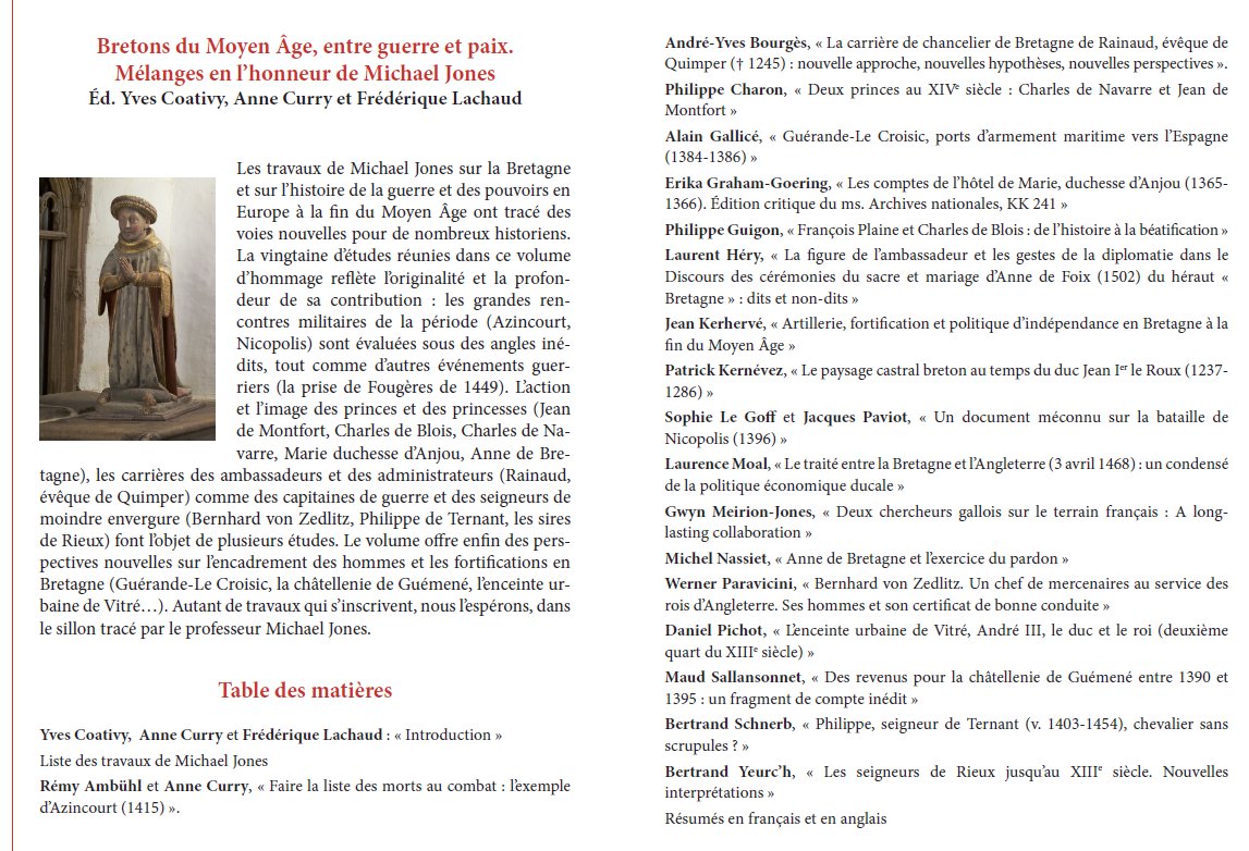 AbpoHistoire's tweet photo. Pour toux ceux que la Bretagne médiévale intéresse,  les Mélanges en l’honneur de Michael Jones seront bientôt disponibles. Pour connaître la table des matières et prendre connaissance de l'appel à souscription, c'est ici👇 https://t.co/aNIBENb4if
