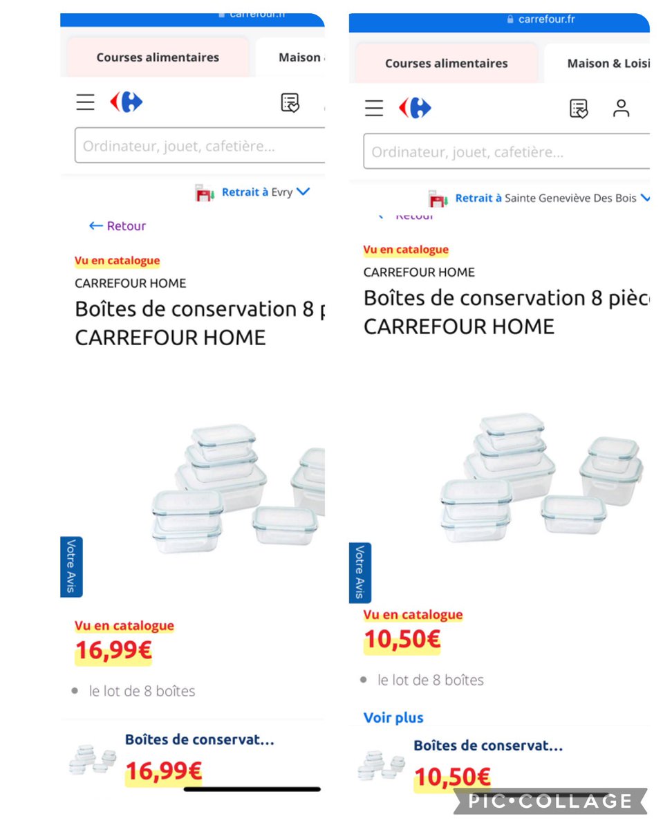 12km séparent les 2 villes . Et pourtant 60% de plus à Evry. Une explication svp <a href="/CarrefourFrance/">Carrefour</a> ? #inflation #serieusement #carrefourfrance #capositiveunPeuTrop