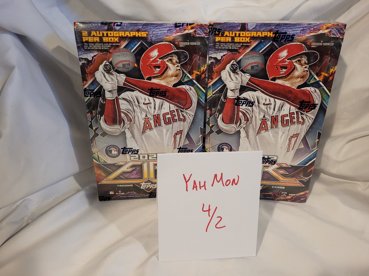 YahMonMLB's tweet photo. 🚨BREAK #7: PYT🚨
(2)- 2022 Topps Fire 🔥Hobby Boxes
Claim👇, RT's appreciated
Pay to ship, stacking avail
Rip when full or Fri
#thehobby #fillthisbreak
@CardboardEchoes @sports_sell @CardsMotor @BreakAmplify @MDRANSOM1 @FillThisBreak @ILOVECOLLECTIN1 @HiveRetweets https://t.co/BVg4unJvB7