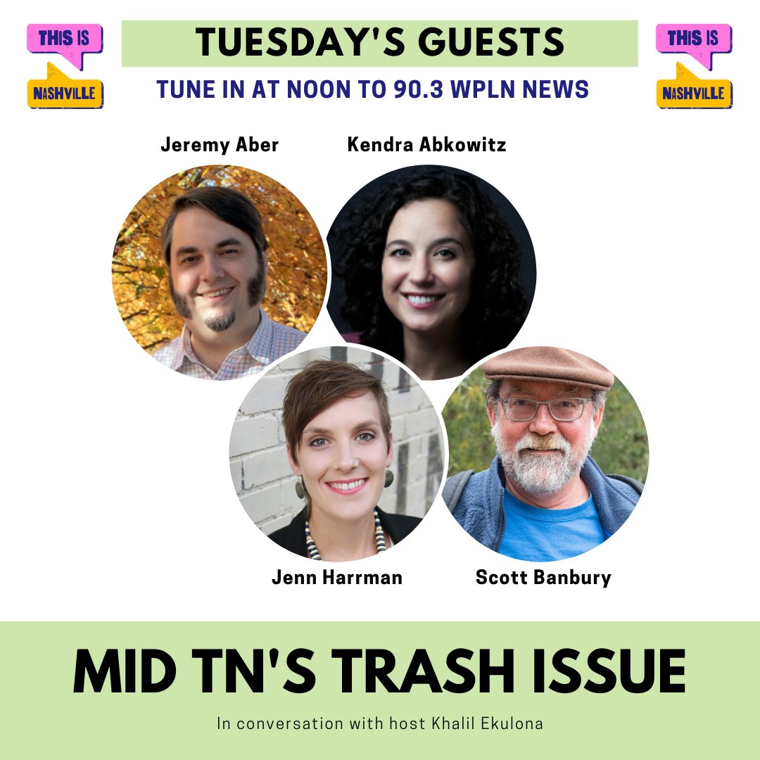 A listener wrote in: "Nashville, Smashville, Cashville…Trashville?"

Experts say the Middle Point landfill will reach max capacity in < 10 years. So where will Middle TN's trash go?

<a href="/KAbkowitzBrooks/">Kendra Abkowitz</a>, <a href="/jennharrman/">Jenn Harrman</a> <a href="/NashvilleMWS/">Metro Water Services</a>, <a href="/scottbanbury/">Scott Banbury</a> and @MTSU_GIS join us to discuss.