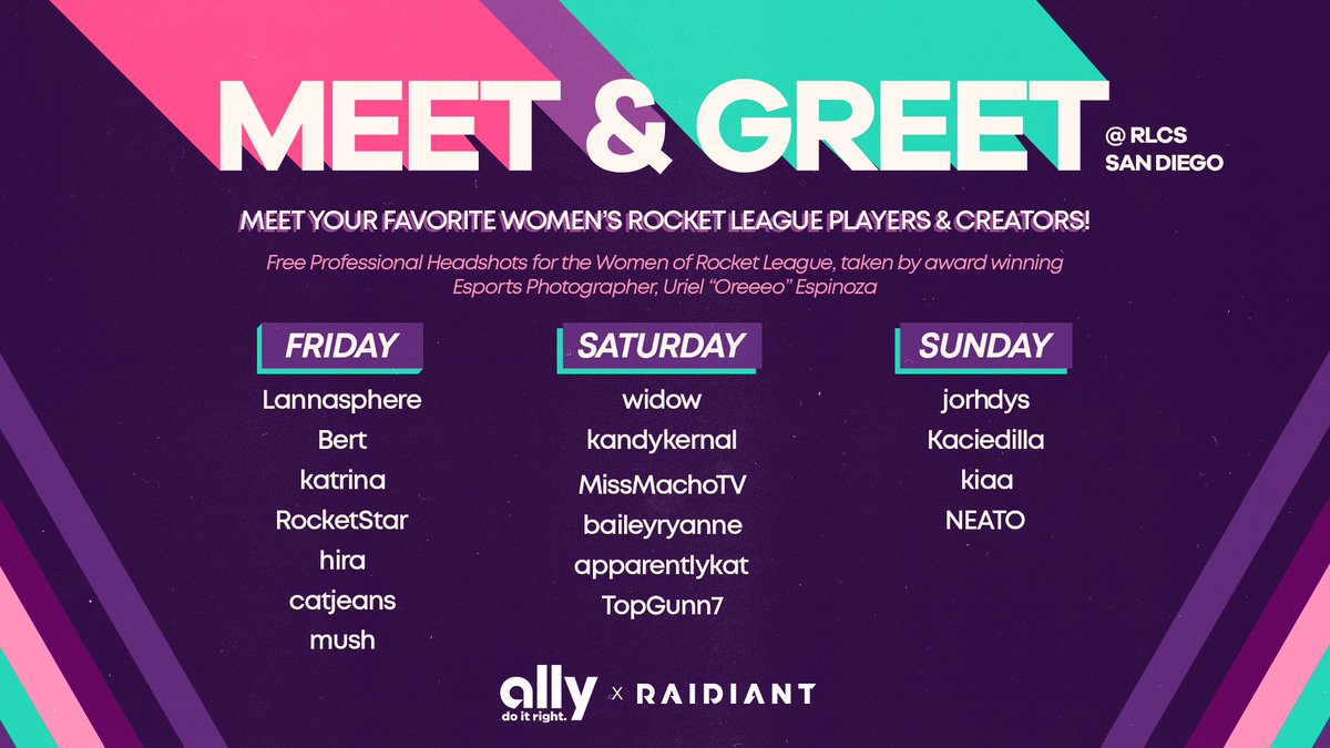 RaidiantGG's tweet photo. Need a break at @Dreamhack RLCS San Diego? 

Come relax in the our ✨cozy, aesthetic, Instagram-worthy✨ lounge, meet your favorite Women Rocket League players/creators and receive a free, professional headshot from our award-winning photographer!

📍Ally x Raidiant booth Hall G https://t.co/D2sElHAtnN