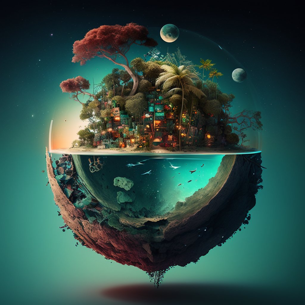 Miguelpm95's tweet photo. @icreatelife Heres mine, hope you like it! I like V4 for this kinds of images.

Prompt: in the style of Alexander Jansson a shot of a floating tropical island in the space thru a lens, surreal, otherworldly, extreme long shot, intense colour pallette, cinematic lighting, 8k --s 1000 --v 4 https://t.co/2Nf8T0T56j