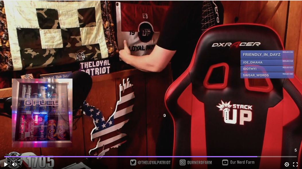 . <a href="/TheLoyalPatriot/">TheLoyalPatriot 🇺🇸</a> showing off his <a href="/StackUpDotOrg/">Stack Up</a> colors to remind his chat they are supporting the #CallToArms this May!

If you'd like to support #Veterans, with us, our team <a href="/PerkyDaisy23/">PerkyDaisy</a> <a href="/TatoressTV/">Tatoress</a> are ready to get you what you need to have a great charity stream!