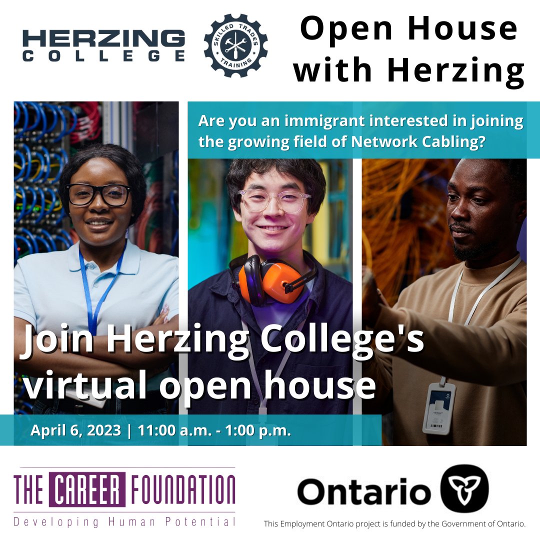 theCareerFnd's tweet image. 🚨 Virtual opportunity for internationally trained #immigrants!

💻We're hosting a virtual open house on Thursday, April 6, 2023, with @herzingtrades for our #NetworkCabling program.

🔗Register to learn more at calendar.time.ly/e57q7hsa/event…

#Jobs #Newcomers #Toronto #TorontoJobs