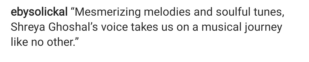 SonaSsg's tweet photo. Ahhaaaa! The caption ❤
" Mesmerizing melodies & soulful tunes, @shreyaghoshal 's voice takes us on a musical journey like no other."
#SGSlayed #SGRocks https://t.co/Y5tBtKpIBT