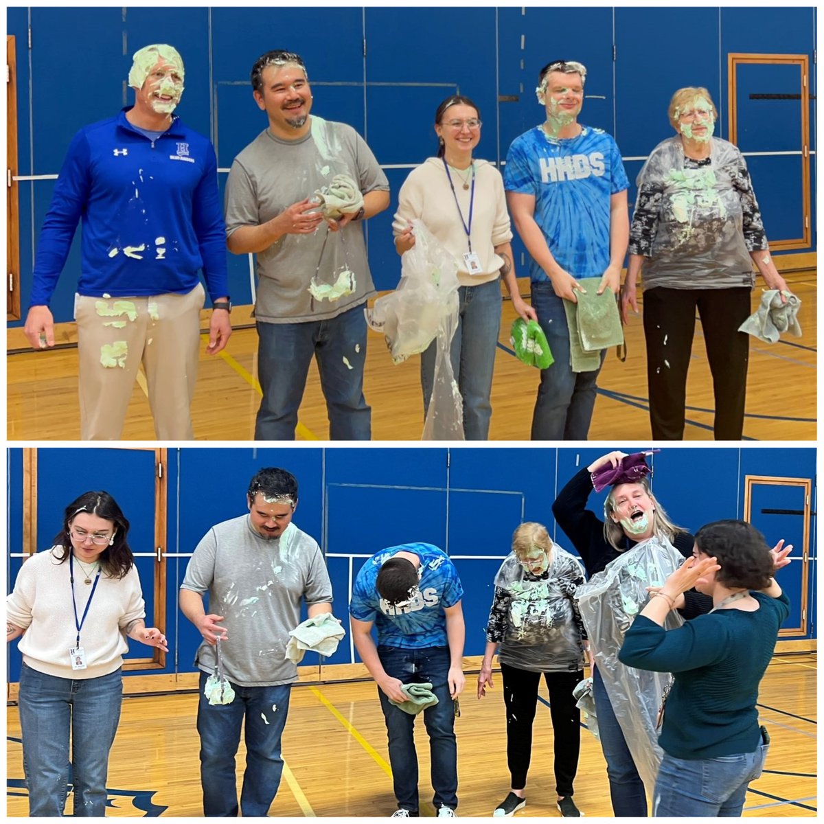 Our Middle School Student Council and National Jr Honor Society raised more than $200 and collected 157 items for the Kramer Foundation. On March 24, the school presented the donation and celebrated - with pies.