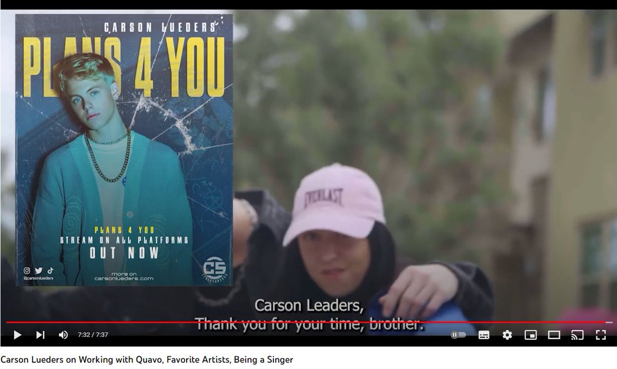 A Luedizer found this interview with Carson on Youtube. It appears to be from October last year as Carson said something to the effect that Plans 4 You is out this Friday. (Plans 4 You was released on October 28, 2022). 
(1/2)
@carsonlueders #carsonlueders #luedizers @incluvie