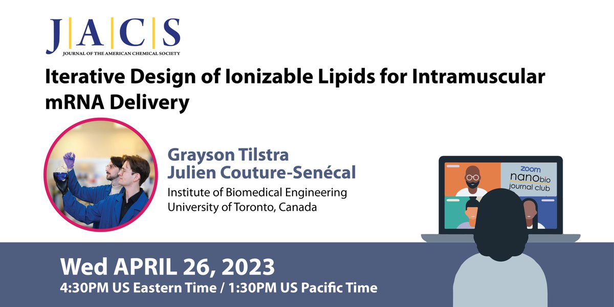 wilsonpoon's tweet photo. 🚨#Nano colleagues! Here's our April NanoBio Journal Club meeting!🚨

🗓️ Wed Apr 26, 4:30pm US Eastern
🗣️ @GraysonTilstra &amp; @juliencsenecal (@bme_uoft,  University of Toronto)
📑 https://t.co/9u2RHQK09k
🛰️ https://t.co/zgKh7iO10I

Open to everyone, please register via link above! https://t.co/bzyCJVSGVX