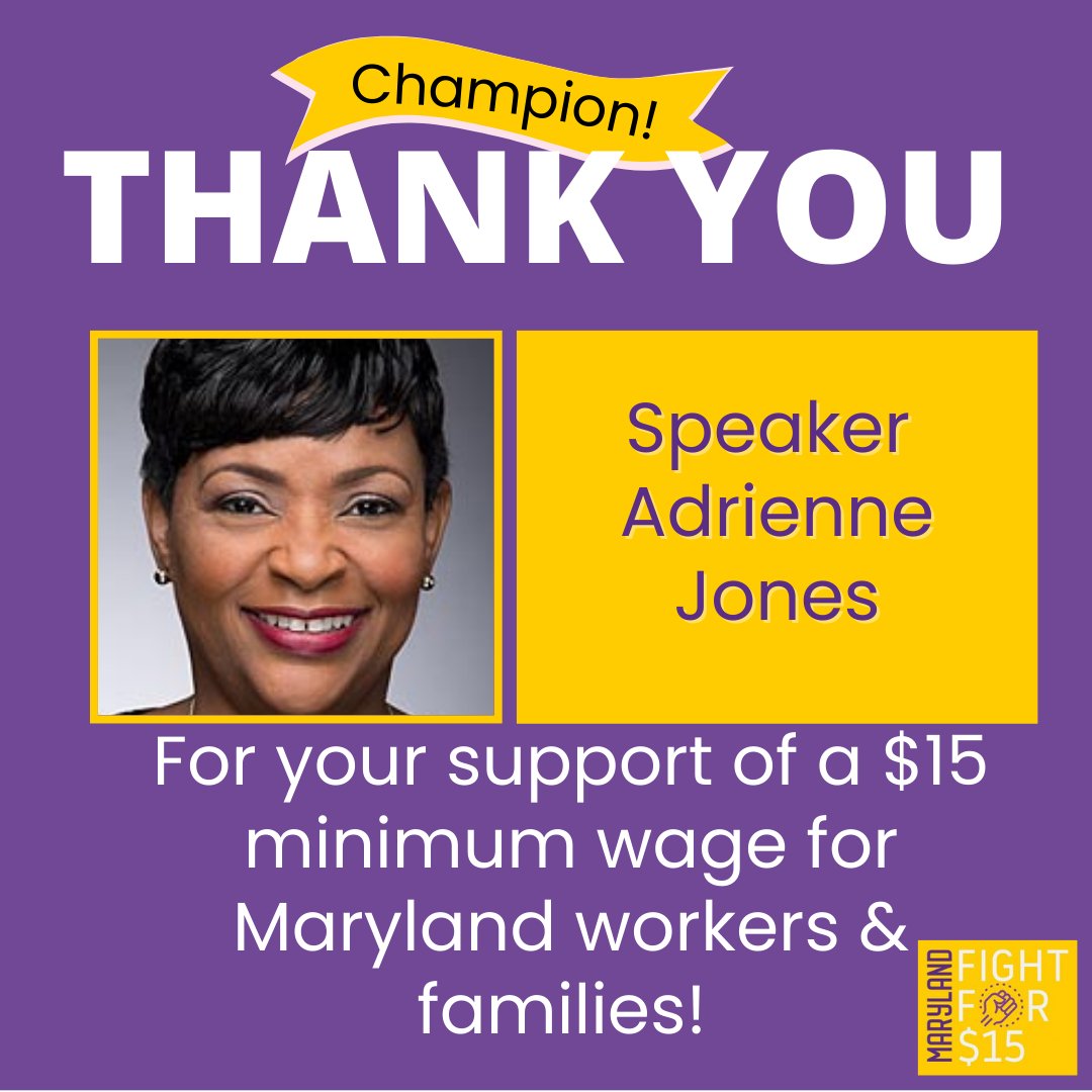 Fightfor15Maryland (@fightfor15md) on Twitter photo Thank you <a href="/SpeakerAJones/">Speaker Adrienne A. Jones</a> for supporting Maryland families & workers! #FF15 #FF15MD One step closer to being signed into law! Thank you <a href="/SpeakerAJones/">Speaker Adrienne A. Jones</a> for supporting Maryland families & workers! #FF15 #FF15MD One step closer to being signed into law!