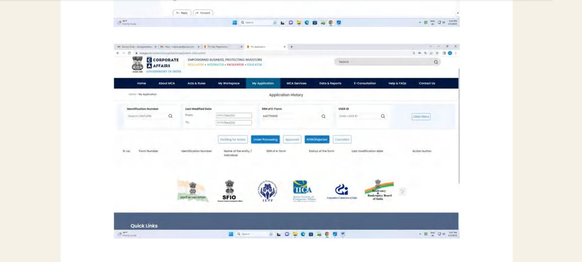 cs_heenaagarwal's tweet image. Payment made against SRN AA1776665 for company incorporation, but the form status is not showing in any of the tabs on the Dashboard of MCA V3 Portal.Challan Status on BharatKosh website is showing successful.Kindly resolve the issue at the earliest.  @HelpdeskMCA21V3 @MCA21India