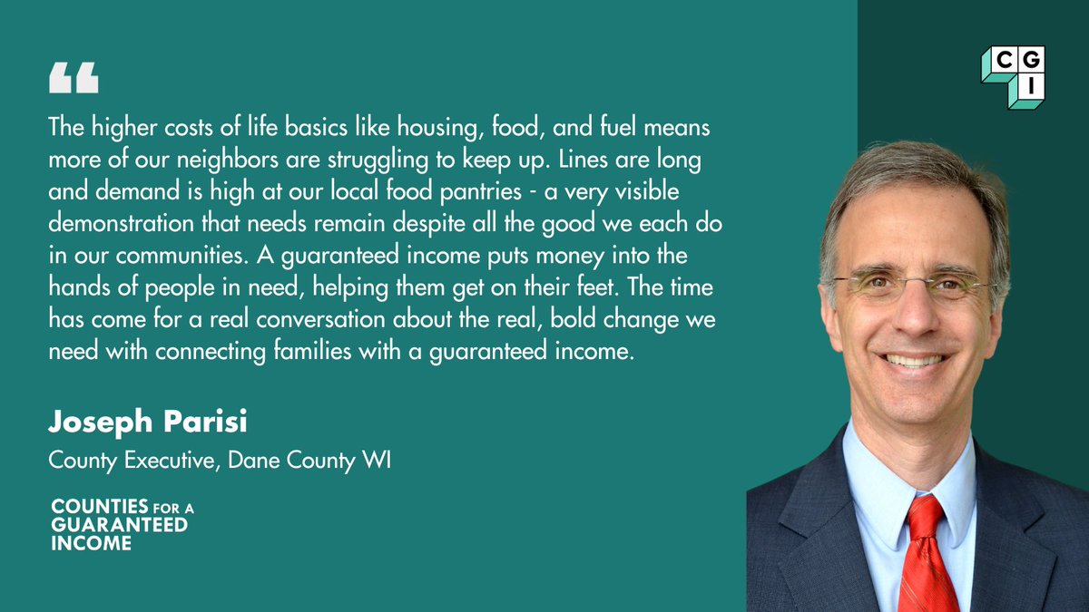 As one of our founding members, Dane County, WI Executive @DaneCoJoe is doing his part to advocate for a #GuaranteedIncome on a county level. County leaders, who's ready to join him?

CountiesForAGuaranteedIncome.org