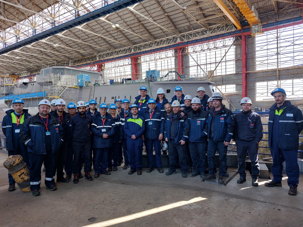 navalgroup's tweet photo. It was also an opportunity to show the construction’s progress of the first FDI HN frigate Kimon and the progress of the second Gowind corvette for the 🇦🇪 Navy. https://t.co/myaTob3cew