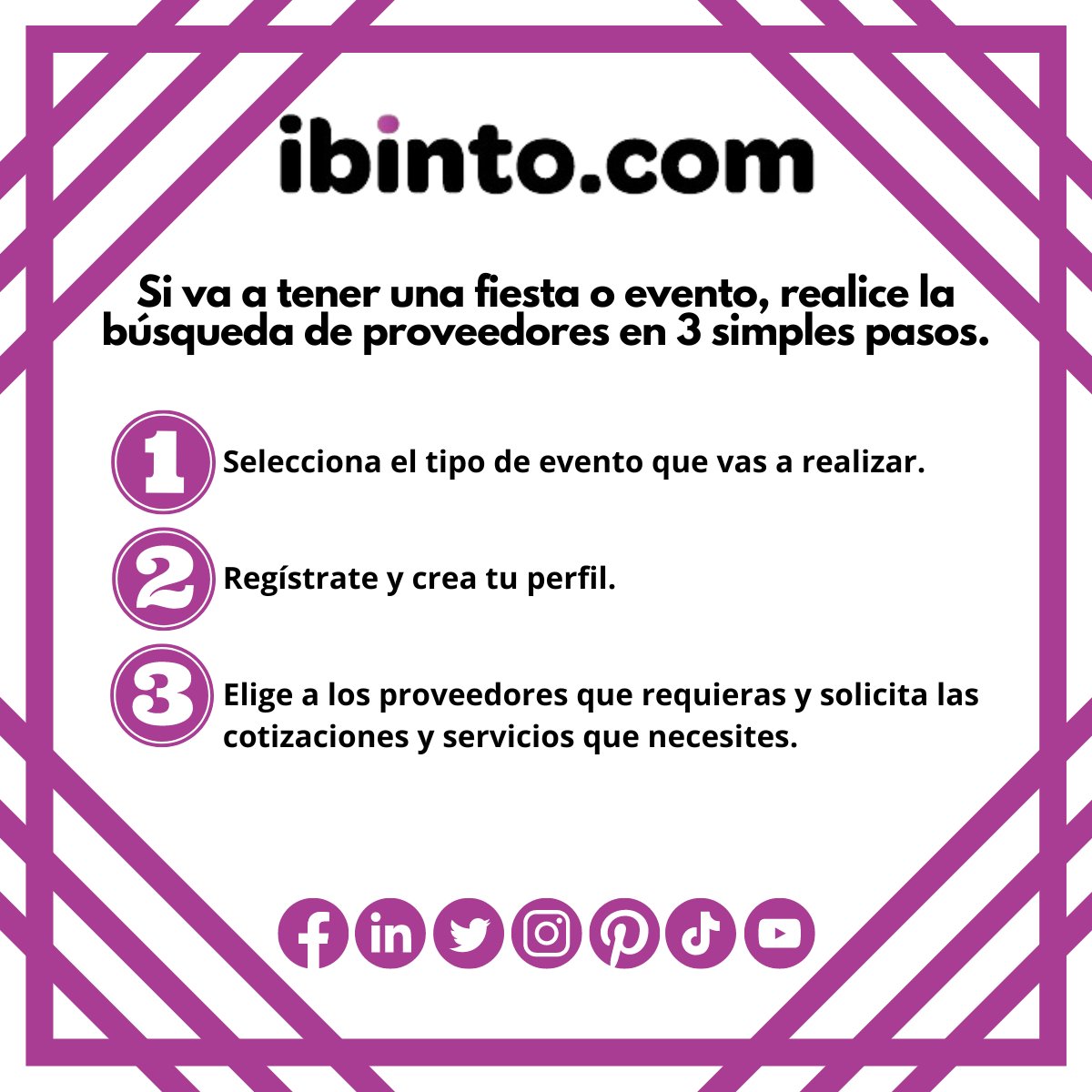 Ibinto's tweet photo. Descubra los grandes beneficios de formar parte de esta gran plataforma de publicidad de proveedores de fiestas y eventos.

#Ibinto #Eventos #Proveedores #Fotografía #SalonesDeFiestas #JardinesDeFiestas #EventosSociales #EventosCorporativos #EventosEmpresariales #Turismo https://t.co/VEEADxv7TU
