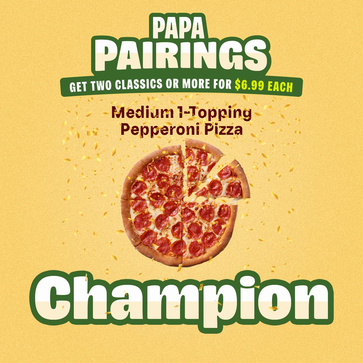 PapaJohns's tweet photo. Your Papa Pairings menu item bracket champion is... 

Medium 1-Topping Pepperoni Pizza! 🏆 https://t.co/dtkVmBYnq2