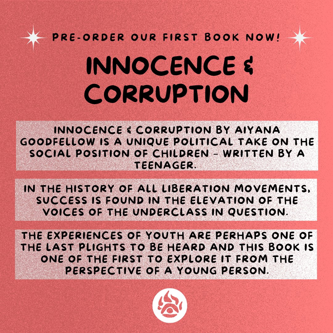 EsheKiamaZuri's tweet photo. We set up a not for profit micro-publishing project to print revolutionary books + I am in tears w how much I love it ❤️ pre order Aiyana Goodfellow's new book (essential read on ageism by a child) INNOCENCE &amp; CORRUPTION through our Kickstarter today! https://t.co/qprcMLaBfE https://t.co/cDu0AbpuN4