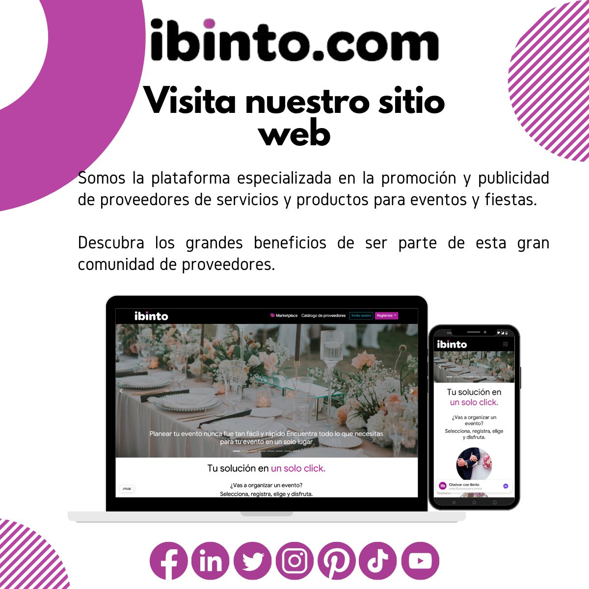 Ibinto's tweet photo. Visita nuestra plataforma y descubra los beneficios de formar parte.

#Ibinto #Eventos #Proveedores #Fotografía #SalonesDeFiestas #JardinesDeFiestas #EventosSociales #EventosCorporativos #EventosEmpresariales #TurismoDeReuniones #Bodas #Hoteles #Fiestas #Turismo #México https://t.co/mxqIhm9wxE