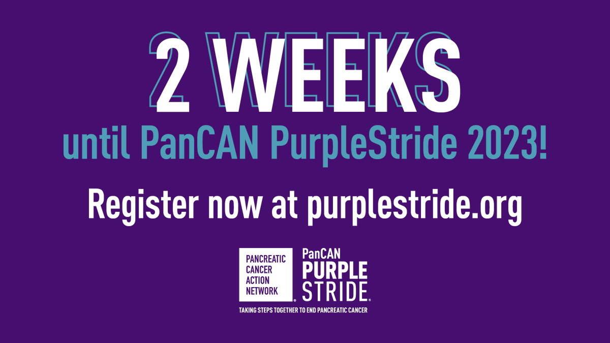 We are just two weeks away from #PanCANPurpleStride! When you register and fundraise for PurpleStride, @PanCAN can continue to help patients and families faced with #pancreaticcancer. Registration is free and easy, just head to purplestride.org to get started!
