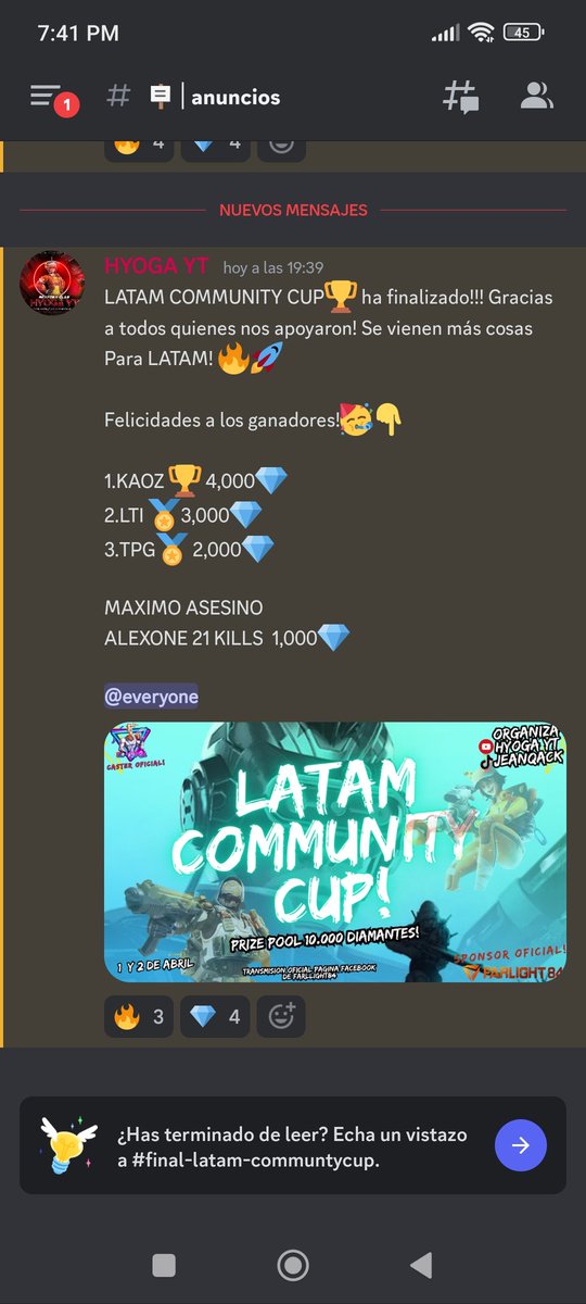 1ros del torneo LATAM COMMUNITY CUP 
de <a href="/Farlight84/">Farlight 84</a>  💪