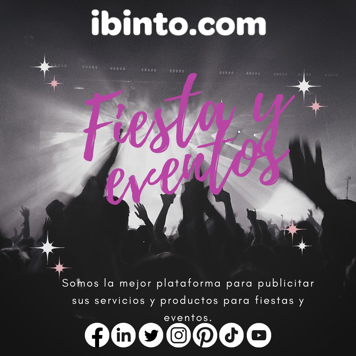 Plataforma para elegir proveedores para tus fiestas y eventos.

#Ibinto #Eventos #Proveedores #Fotografía #SalonesDeFiestas #JardinesDeFiestas #EventosSociales #EventosCorporativos #EventosEmpresariales #TurismoDeReuniones #Bodas #Hoteles #Fiestas #Turismo #México