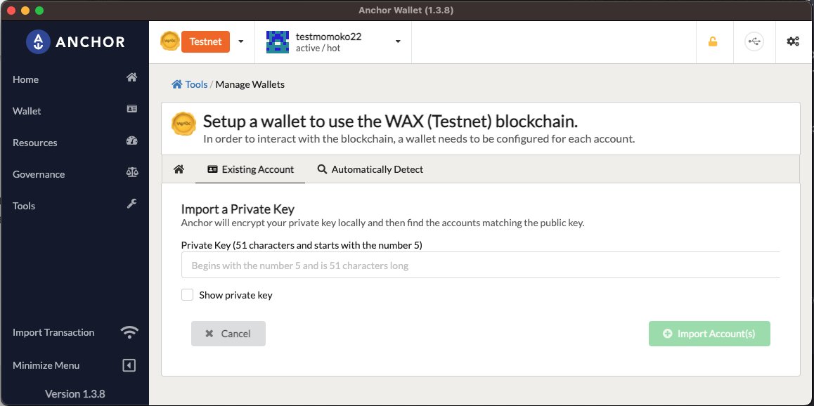BeNZzN2's tweet photo. 3/5:
🔗 Next, add your testnet account to the Anchor wallet using the testnet chain of WAX. 

Import your private active key to ensure access. 

#AnchorWallet #WAXTestnet @greymass https://t.co/PWwxryiAVm