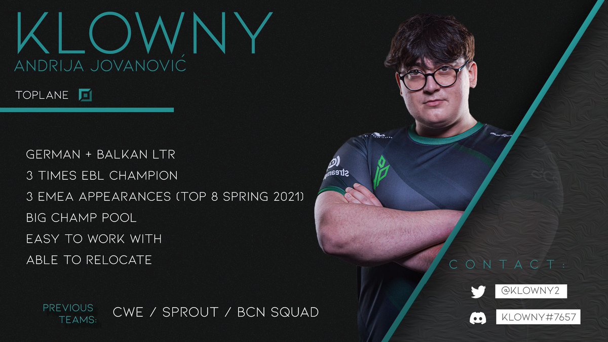 Hello everyone, as i am no longer contracted to <a href="/cyberwolves_si/">Cyber Wolves - Esports</a> i am looking for a team for summer split! 
Below u have some informations, if you need more feel free to DM me.
References: <a href="/ThinUnclePhil/">ThinUnclePhil</a> <a href="/Dmitar_lol/">Dmitar</a> <a href="/Rygel_/">Rygel</a> or any of my prev. teammates!

RT + like = appreciated <3