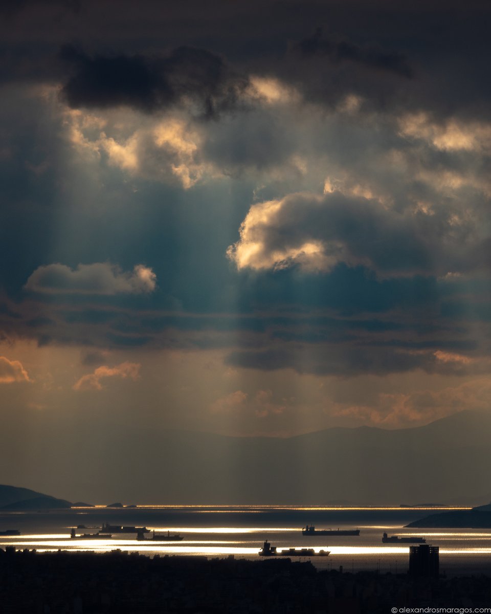 The last wisps of sunlight illuminate the Saronic Gulf in #Athens, #Greece | instagram.com/p/CqnwCRoo2eD/