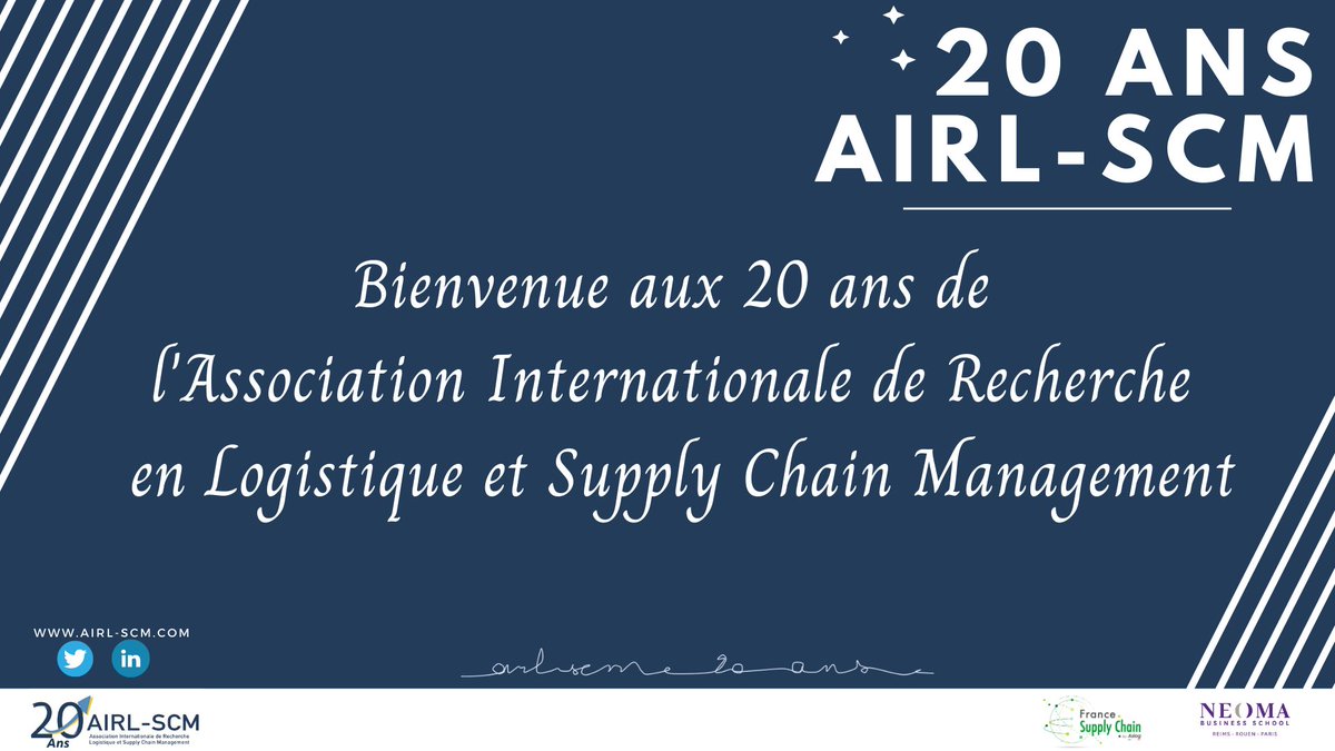 Clap de fin sur la@ première journée des #20ans de l'<a href="/AIRL_SCM/">AIRL-SCM</a> dans les locaux de <a href="/NEOMAbs/">NEOMA Business School</a> 
Merci à tous, place maintenant au cocktail
Rendez-vous demain pour les tables rondes en compagnie des professionnel(le)s de la #log et du #scm avec <a href="/Fr_SupplyChain/">FRANCE SUPPLY CHAIN by Aslog</a> youtu.be/qdrFE1zBCow