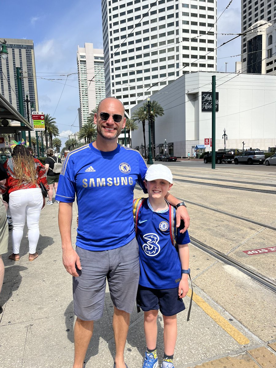 DermotGoldrick's tweet photo. @ChelseaFC @trivago Getting ready for the game in New Orleans - C’mon you blues!! #cfc #WhereeverYouGo @trivago https://t.co/2LjHN1mV2V