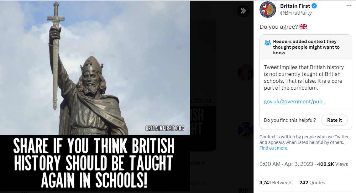 This warning also implies that the correct version of history is being taught in schools @BFirstParty 

#RevisionistHistory