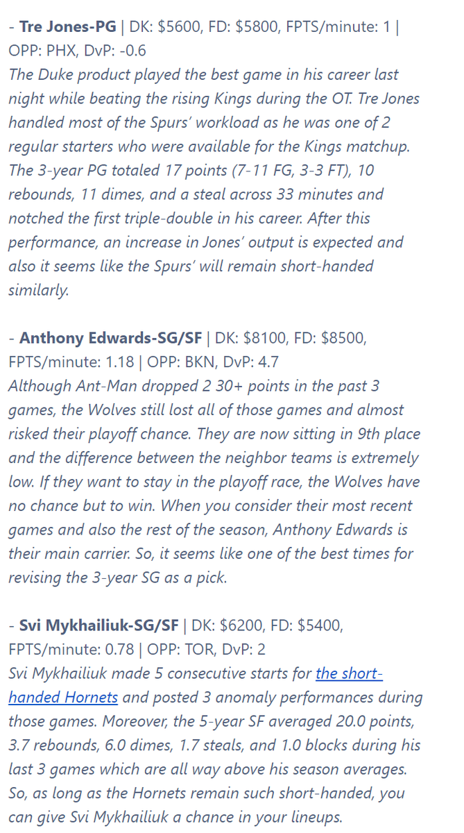 DFantasyKEY's tweet photo. The #NBA playoffs race is heating up! Here are our takes for the #NBADFS 4/4 slate on Tuesday! 

Optimize your #DraftKings, #FanDuel and #Yahoo lineup on https://t.co/zJtSzJVQX4 https://t.co/1C2Pf1gCBj