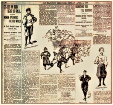 The April 4, 1896 game between Cal and Stanford received national attention, and women's college basketball quickly spread nationwide. One reporter present was @Cal alum Mabel Craft, first woman editor of <a href="/sfchronicle/">San Francisco Chronicle</a>. She proclaimed the game a milestone for women's equality.