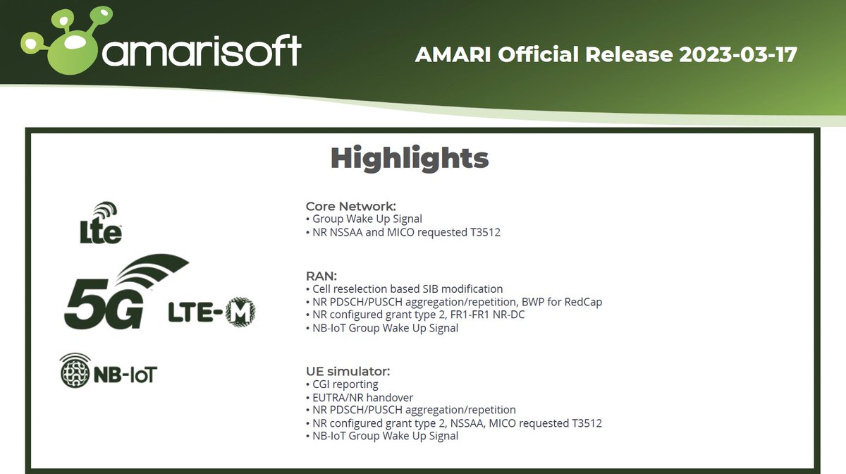 amarisoft (@amarisoft) on Twitter photo Check our latest software release with new features for Core Network, RAN and UE simulator
#SimpleRAN #5G #IOT #LTE #NR #testing #privatenetworks #private5g Check our latest software release with new features for Core Network, RAN and UE simulator
#SimpleRAN #5G #IOT #LTE #NR #testing #privatenetworks #private5g