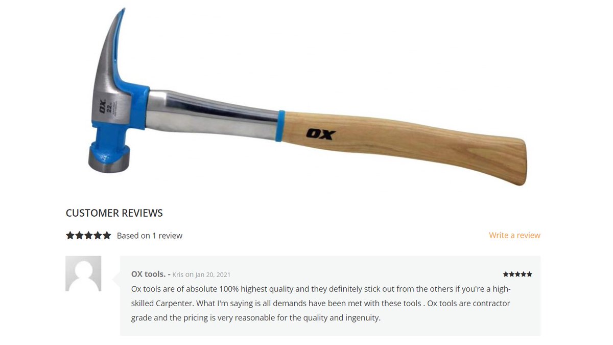 CarbourTools's tweet image. This review left for #OxTools' Steel Reinforced Hickory Framing Hammer is the perfect commentary to explain why we carry Ox products. The quality needs to be experienced to be believed. Check out this #hammer &amp;amp; more striking and demolition #tools here
bit.ly/3sGHNKp