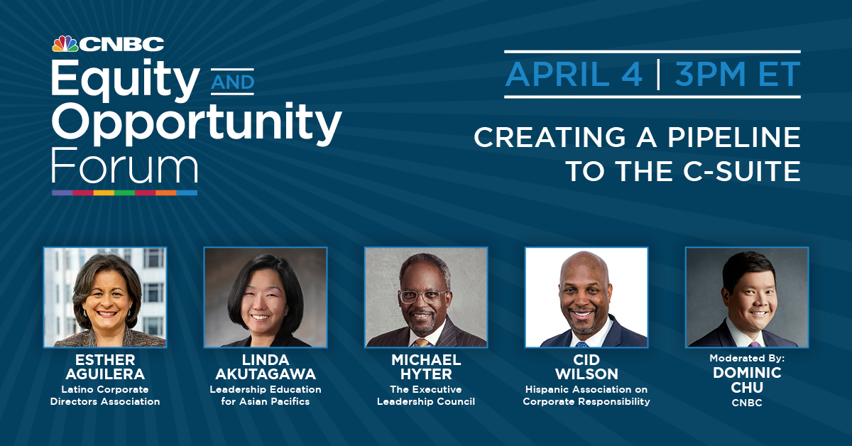 Join Us Today! For <a href="/CNBC/">CNBC</a>'s Equity and Opportunity Forum, #LCDACEO, <a href="/EstherLCDA/">Esther Aguilera</a> will join the conversation to address how the gaps in diversity in corporate executive ranks.

#CNBCEquityForum bit.ly/3Horha6