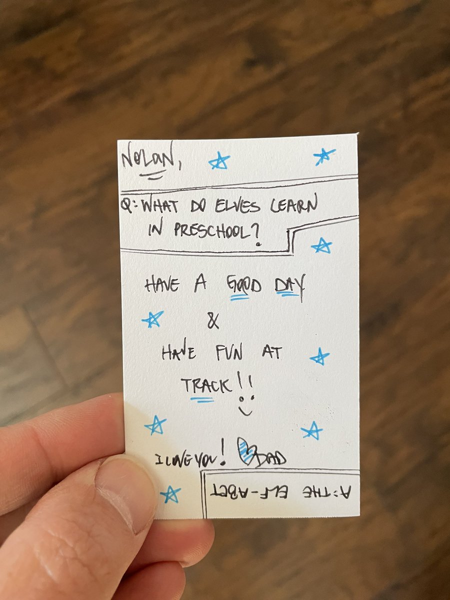 DarcyDarcy22's tweet photo. April 4 Lunch Notes:
- HBD Mangi🥖🍞🥐#Flames
- 2 more days!!
- Elf-abet🧝🏼♂️
#lunchbox #lunchnote #dadjokes https://t.co/tQJKyom4JM
