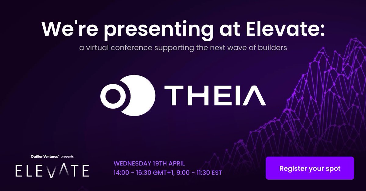 ANNOUNCEMENT📢

We're presenting at Elevate! Powered by @OVioHQ  

Join us and other startups at outlierventures.io/elevate/ 

Weds 19th April at 9am-11:30am EST