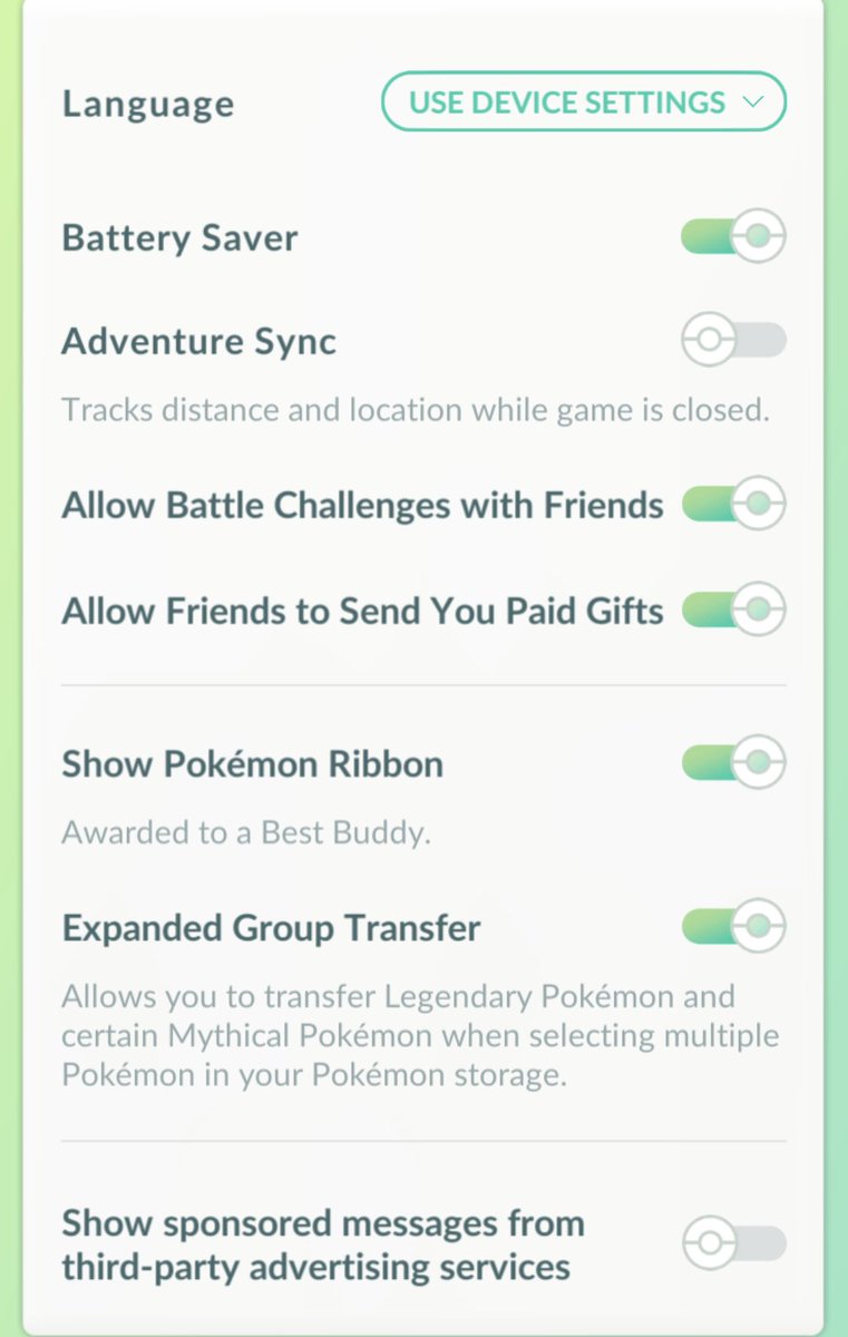 Adventure sync off and sponsored messages off. #HearUsNiantic