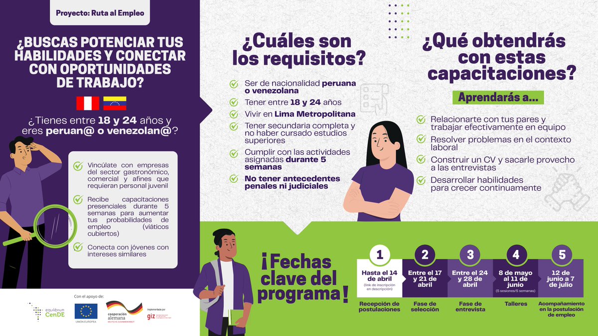 equilibriumbdc's tweet photo. 📢¡Participa en el proyecto “RUTA AL EMPLEO”!

✅Inscríbete aquí: https://t.co/QOV2ikGUOX

✅Si deseas más información del proyecto, escríbenos al correo ahidalgo@equilibriumbdc.com
(1/3) https://t.co/oiDp2BRCAE