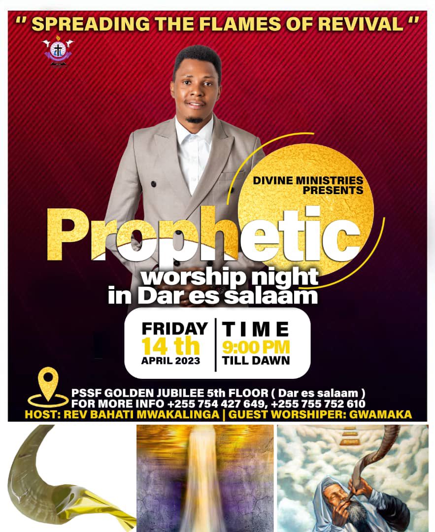 RevBahati's tweet photo. PEACE BE UPON YOU DAR ES SALAAM

This is a Prophetic Night of;
1. Prophetic Worship and  Praises
2. Prophetic Word
3. Prophetic Prayers and Intercession 
IT IS AN INTIMATE TIME WITH THE HOLY SPIRIT AND A WONDERFUL MOMENT WITH ABBA.
Be quick to register to numbers on the poster https://t.co/VXNwU8UIuX