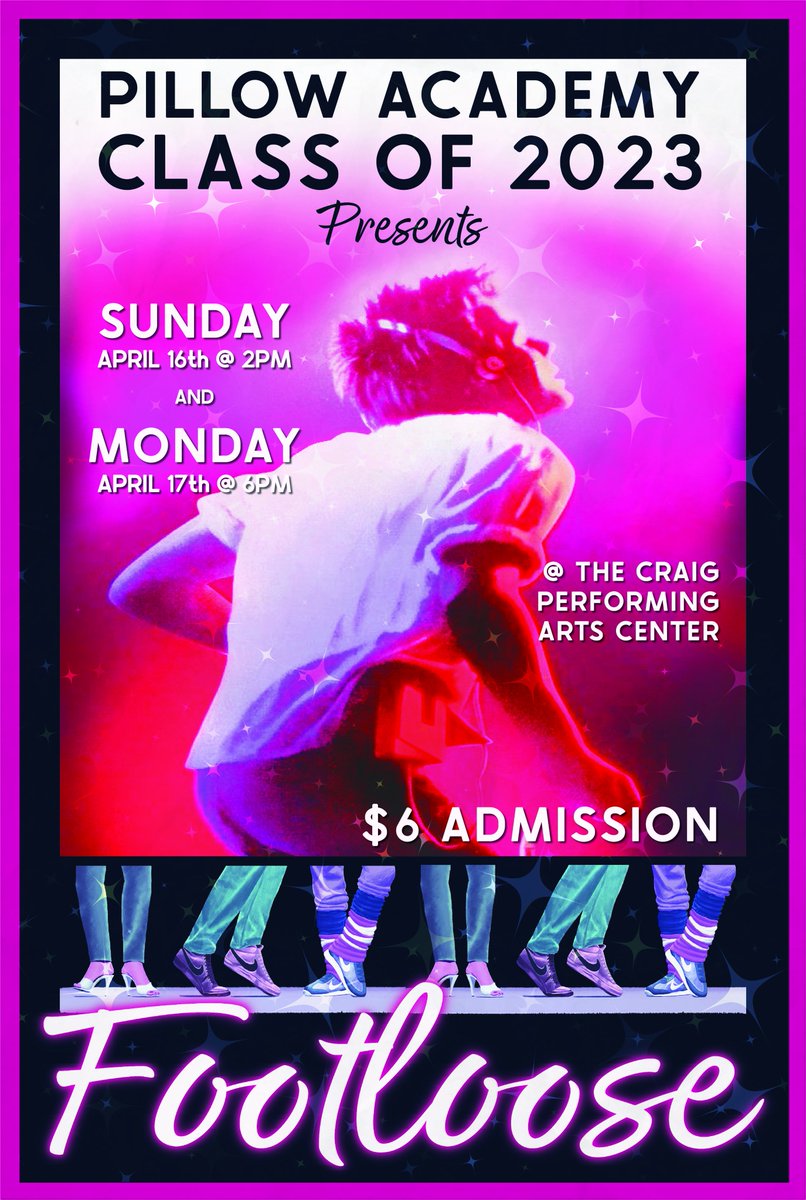 PillowAcademy's tweet photo. Get ready to cut loose! Footloose will be presented by The Class of 2023! Check back for more details . . . https://t.co/3bQvUdQy6I