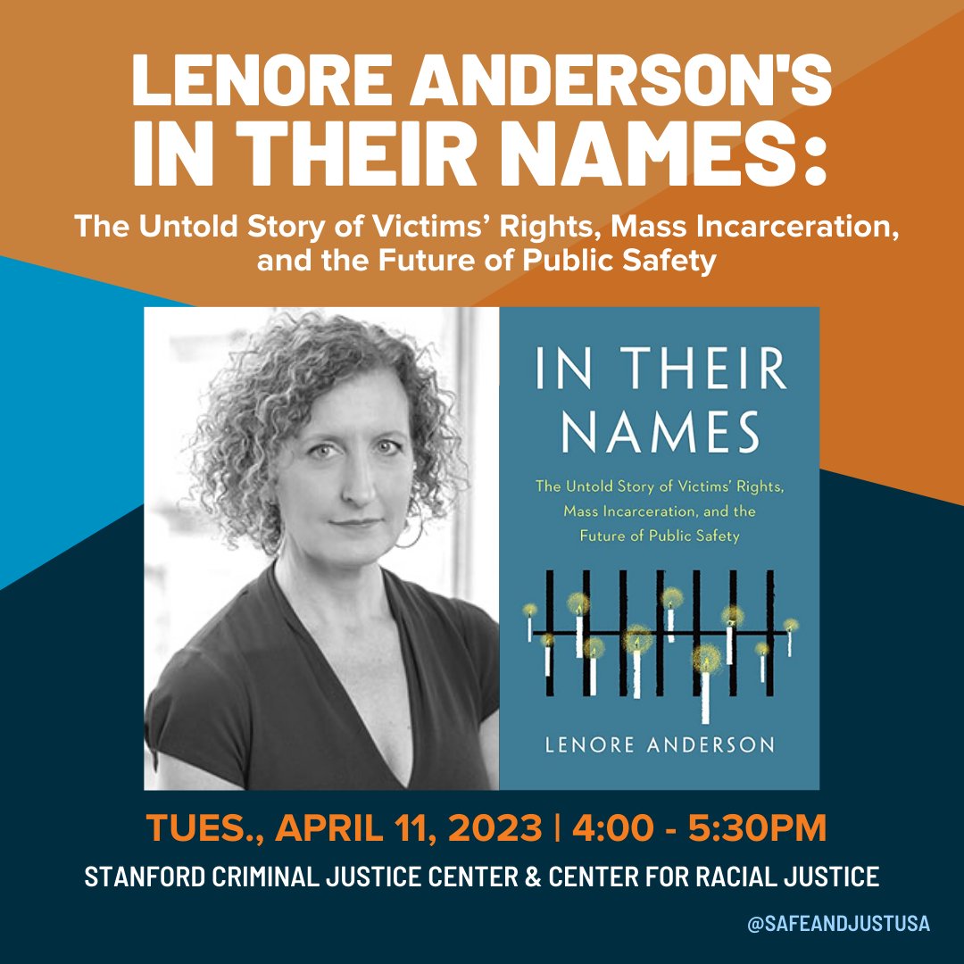 SafeandJustUSA's tweet photo. California friends, join @_LenoreAnderson @Aswad_Thomas & @TinischHollins next week for a #booktalk about #InTheirNames!
📍 Stanford Law School Room
📅 April 11th
🕐 4 PM
RSVP here: https://t.co/4I7oMy81mM https://t.co/9PyvguMrbp
