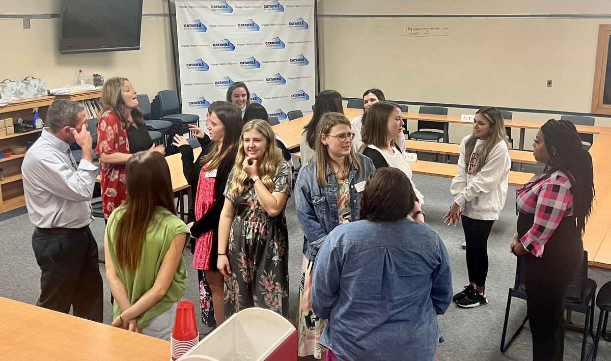 catawbaschools's tweet photo. @catawbaschools is hosting our student teachers today with a luncheon and some fun professional development activities…getting to know each other and hoping they decide to stay with us! #MakingEducationBetter https://t.co/fo2R6q5yFd