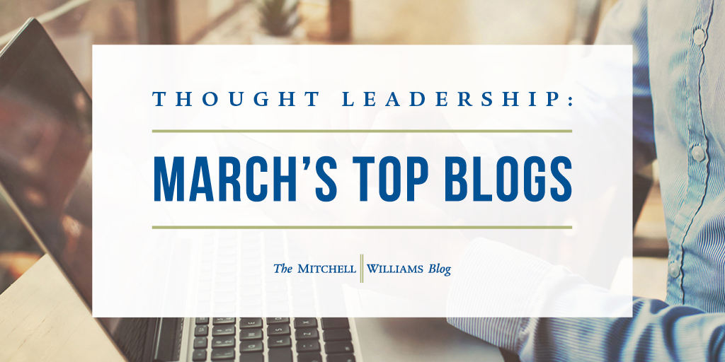 MitchWillLaw's tweet photo. What are other business leaders reading about? The topics, issues and industries covered in these most-read blogs from last month, all written by Mitchell Williams attorneys actively engaged in their area of law. Explore the list now. https://t.co/b4kPyLBTsR https://t.co/UHdwokBAac