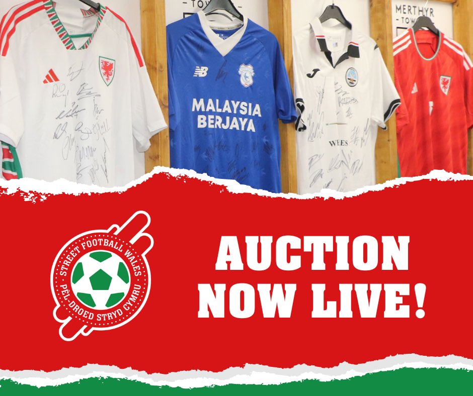 SFootballWales's tweet image. 🚨 AUCTION NOW LIVE! 🚨

We’re auctioning a selection of items to fundraise for our @homelesswrldcup campaign! 🤩

Follow the link 👉 bit.ly/3zxsOqY

#OneTeam | #StreetFootball | #TogetherStronger