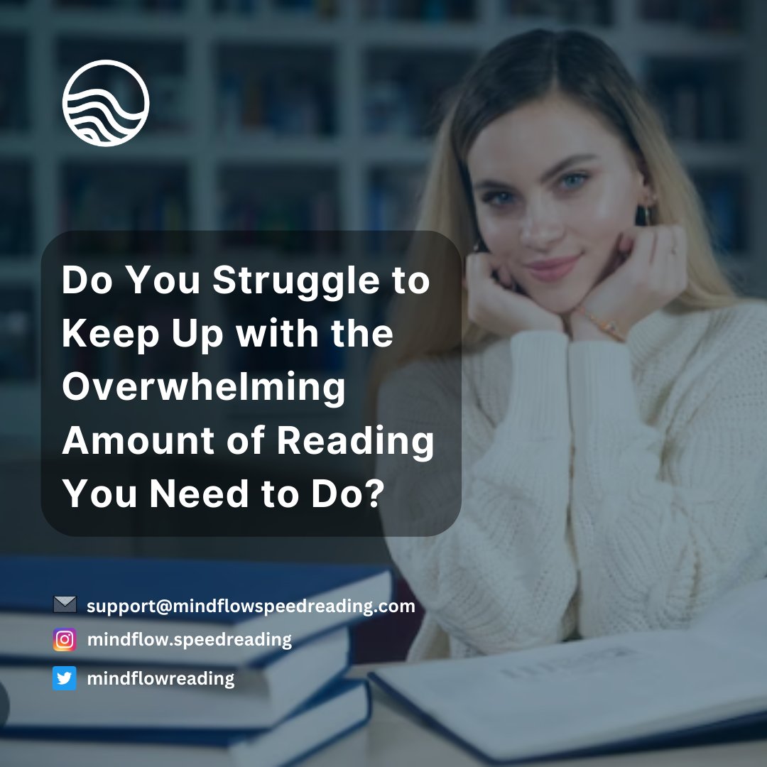 mindflowreading's tweet photo. "Do you struggle to keep up with the overwhelming amount of reading you need to do? MindFlow Speed Reading helps save time and improve productivity! Try our program today! #MindFlowspeedreading #productivitytips #readmore #readsmarter" https://t.co/165OTrH6JL